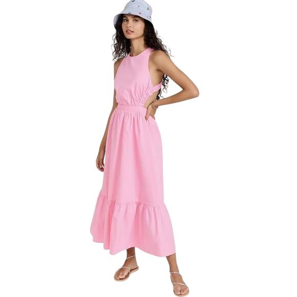 English Factory Cutout Strappy Pink Maxi Dress Womens Size M Sundress Full Skirt - Picture 1 of 13